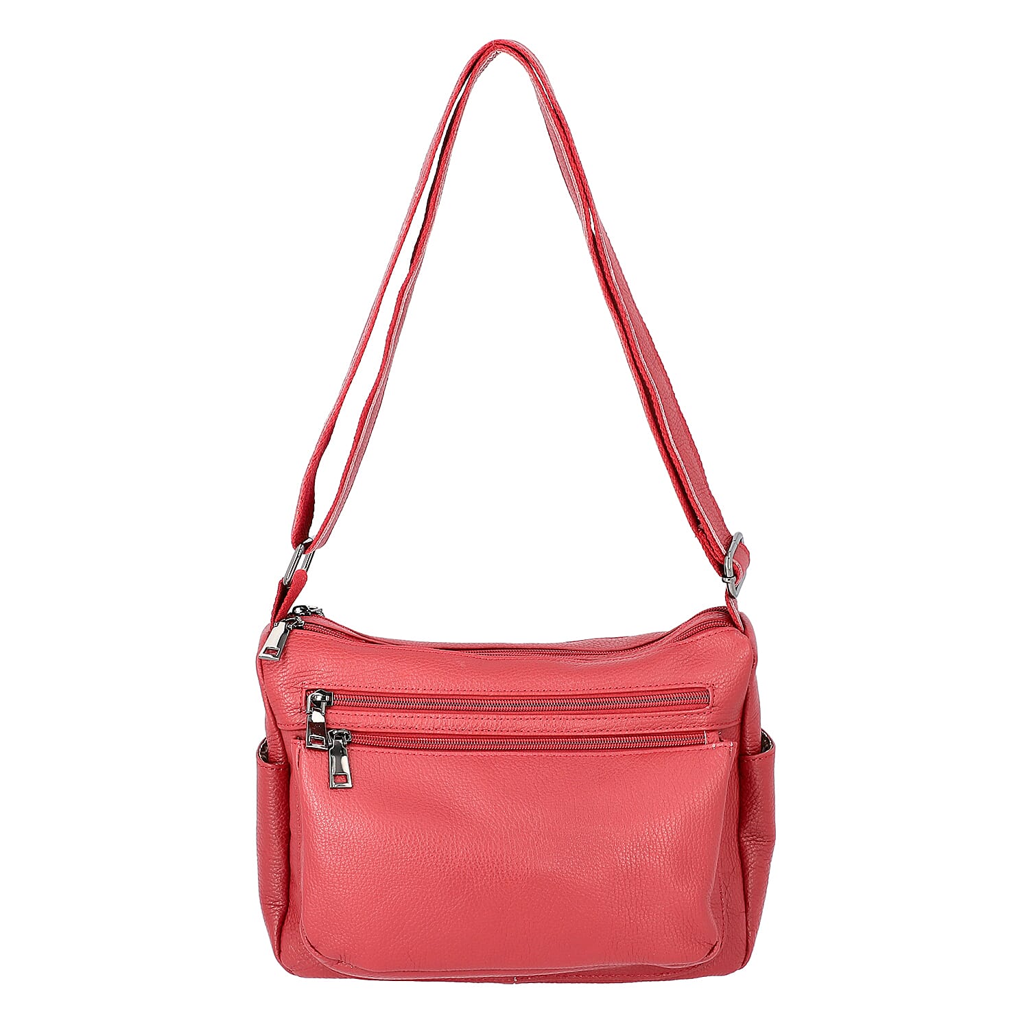 100% Genuine Leather Multiple Pocket Crossbody Bag with Zipper Closure & Adjustable Shoulder Strap (Size 28x23x10 Cm) - Burgundy