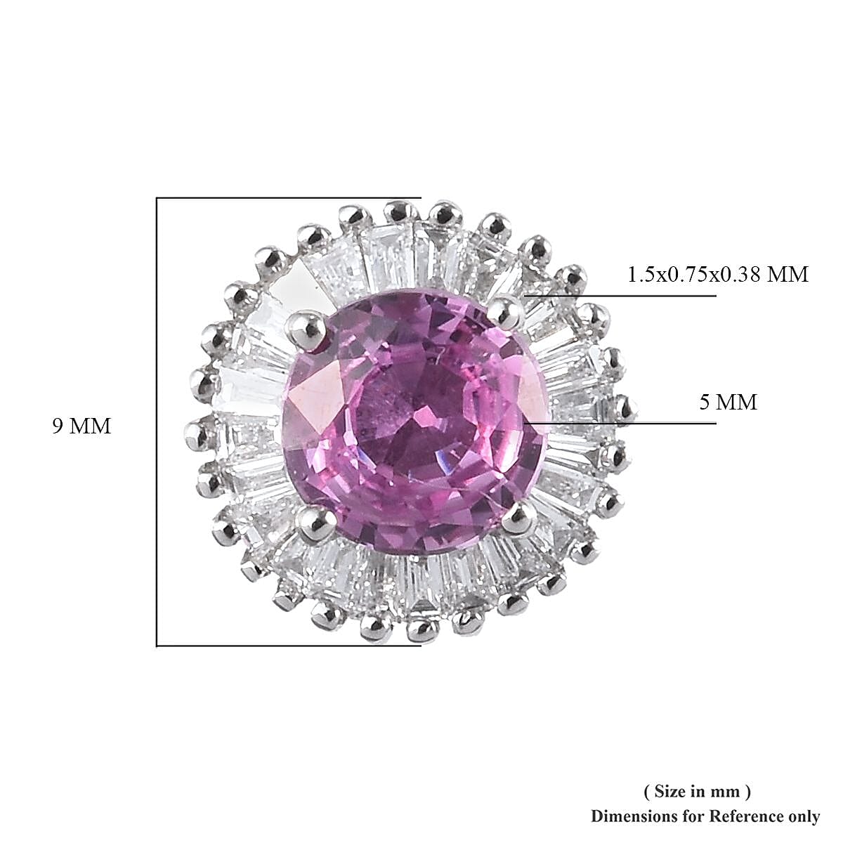 RHAPSODY 950 Platinum AAAA Madagascar Pink Sapphire and Diamond (VS-E-F) Stud Earrings (with Screw Back) 1.40 Ct.
