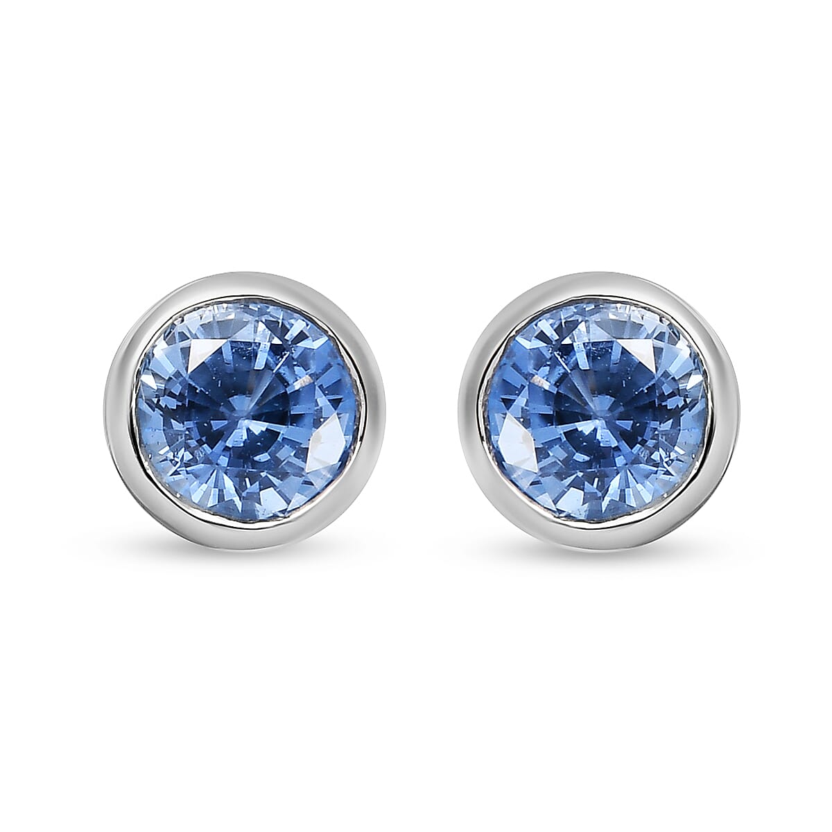RHAPSODY 950 Platinum AAAA Royal Ceylon Sapphire Stud Earrings (with Screw Back) 1.24 Ct.