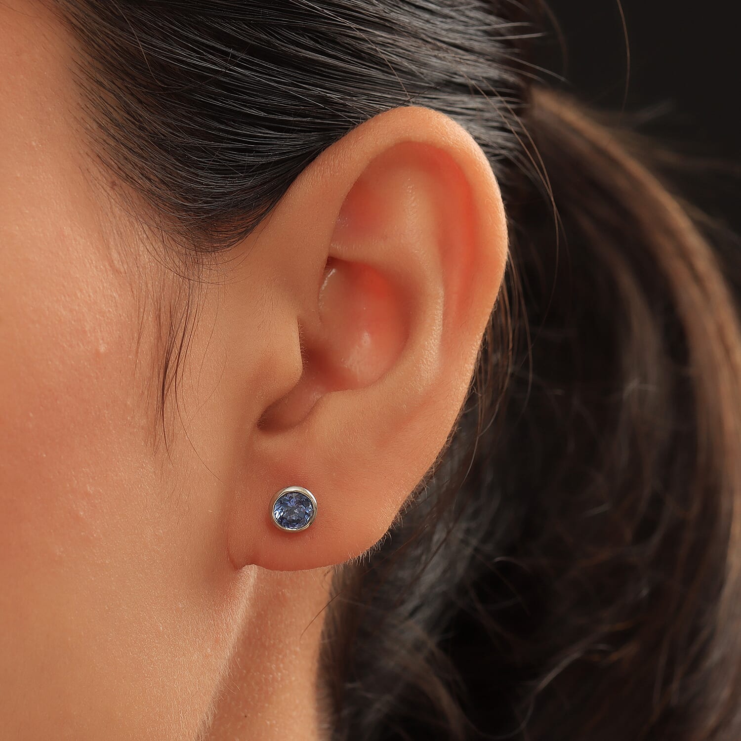 RHAPSODY 950 Platinum AAAA Royal Ceylon Sapphire Stud Earrings (with Screw Back) 1.24 Ct.