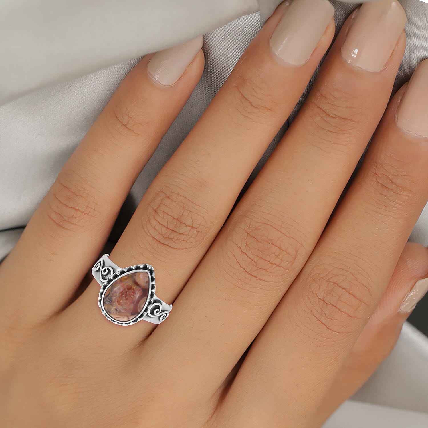 Royal Bali Collection - Peanut Wood Jasper Ring in Sterling Silver 4.38 Ct, Silver wt 3.20 Gms