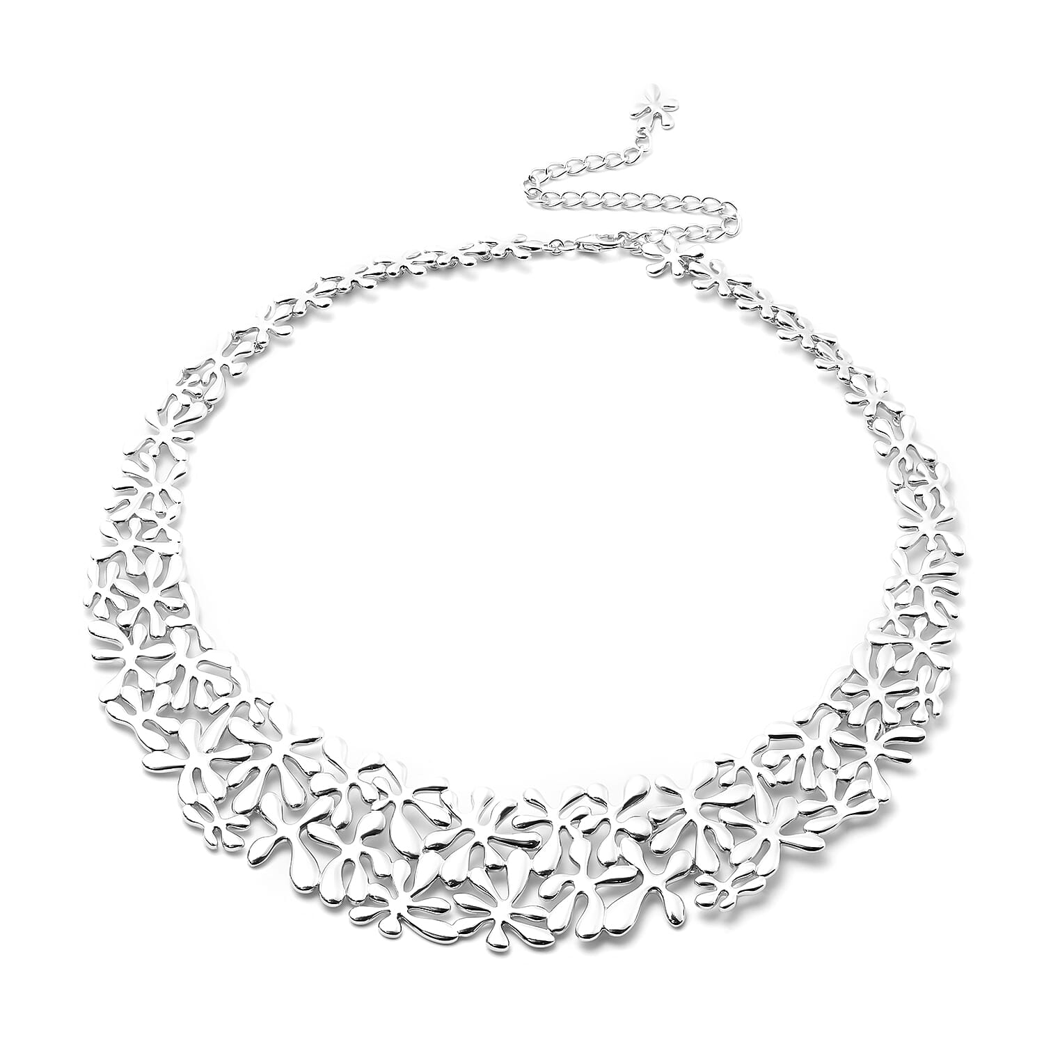 LucyQ Splash Necklace  in Rhodium Overlay Sterling Silver, Silver wt 76.48 Gms (Size 20)