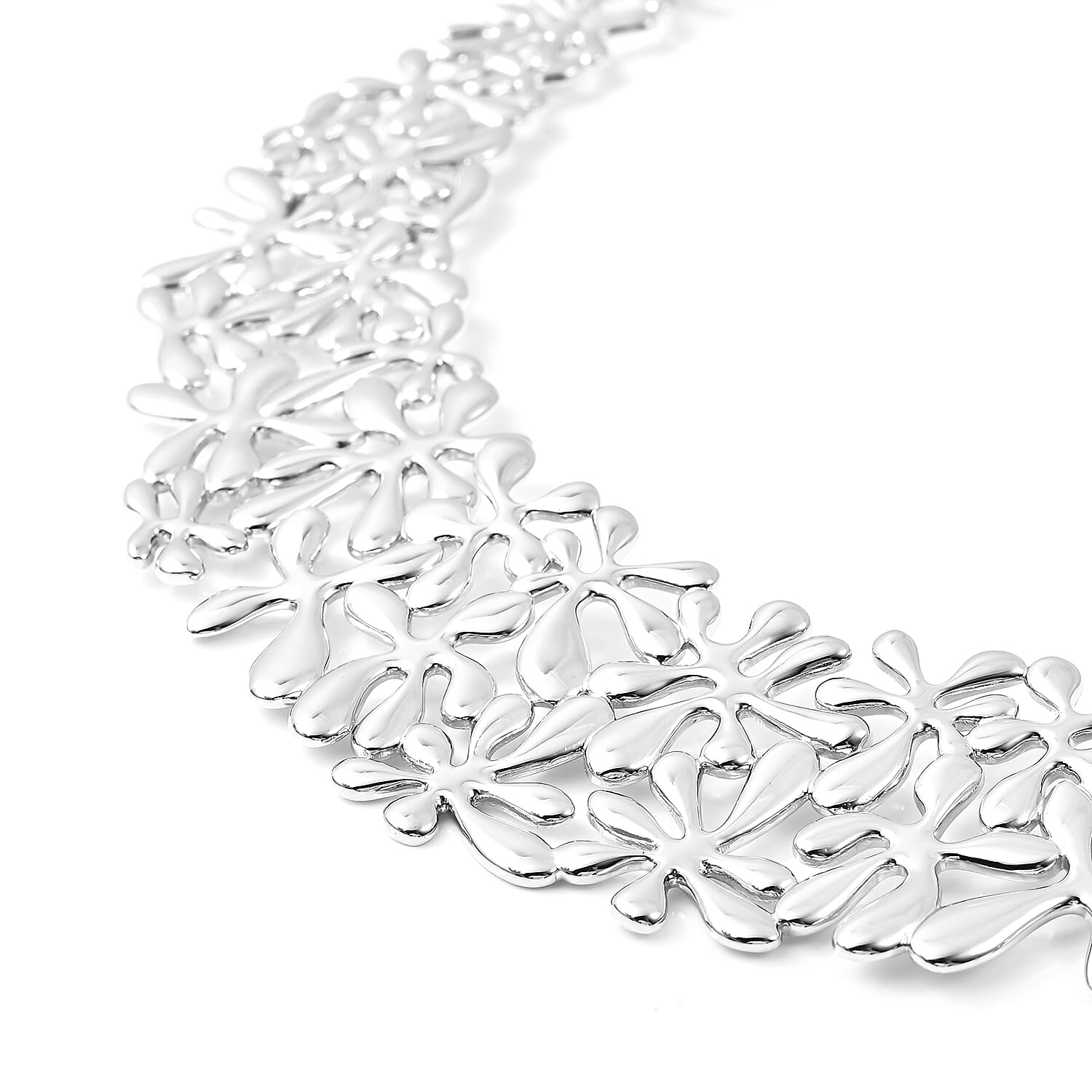 LucyQ Splash Necklace  in Rhodium Overlay Sterling Silver, Silver wt 76.48 Gms (Size 20)