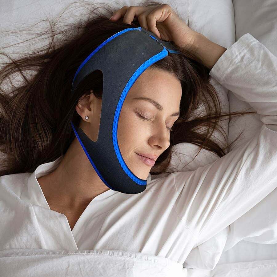 Set of 2 - Anti-Snoring Chin Strap (Size 57x5.5cm) - Blue & Black