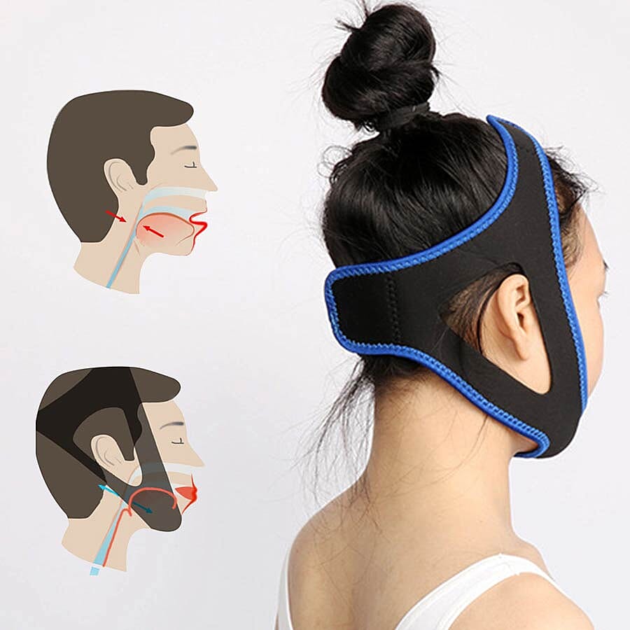 Set of 2 - Anti-Snoring Chin Strap (Size 57x5.5cm) - Blue & Black