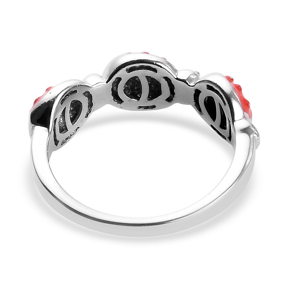 Platinum Overlay Sterling Silver Enamelled Ladybug Ring