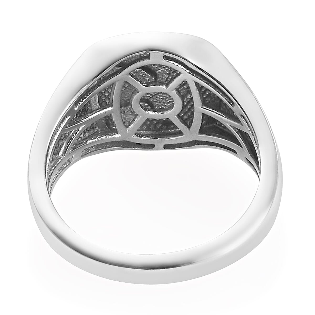 Platinum and Yellow Gold Overlay Sterling Silver Eagle Signet Ring, Silver wt. 5.00 Gms