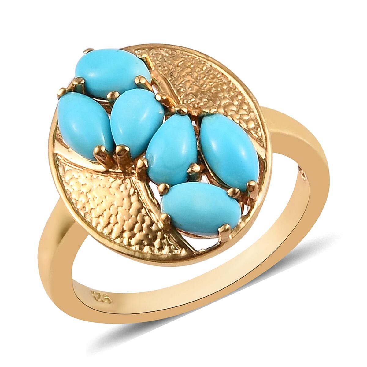 Arizona Sleeping Beauty Turquoise Ring in 14K Gold Overlay Sterling Silver 1.300  Ct.