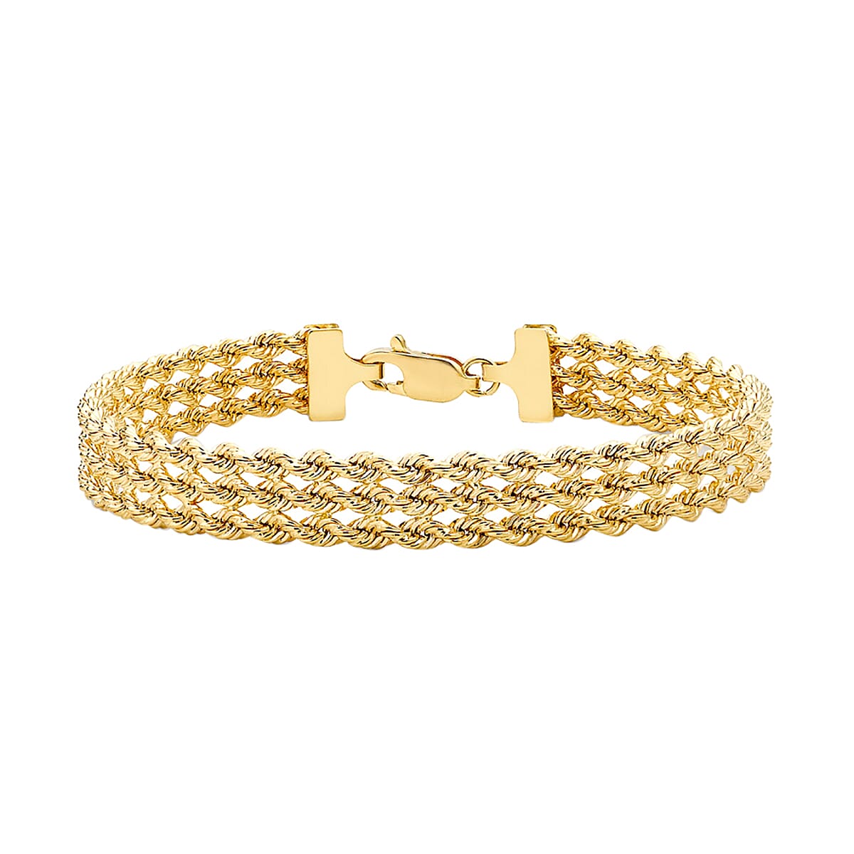9K Yellow Gold Three Strand Rope Bracelet (Size 7.25), Gold wt 5.50 Gms