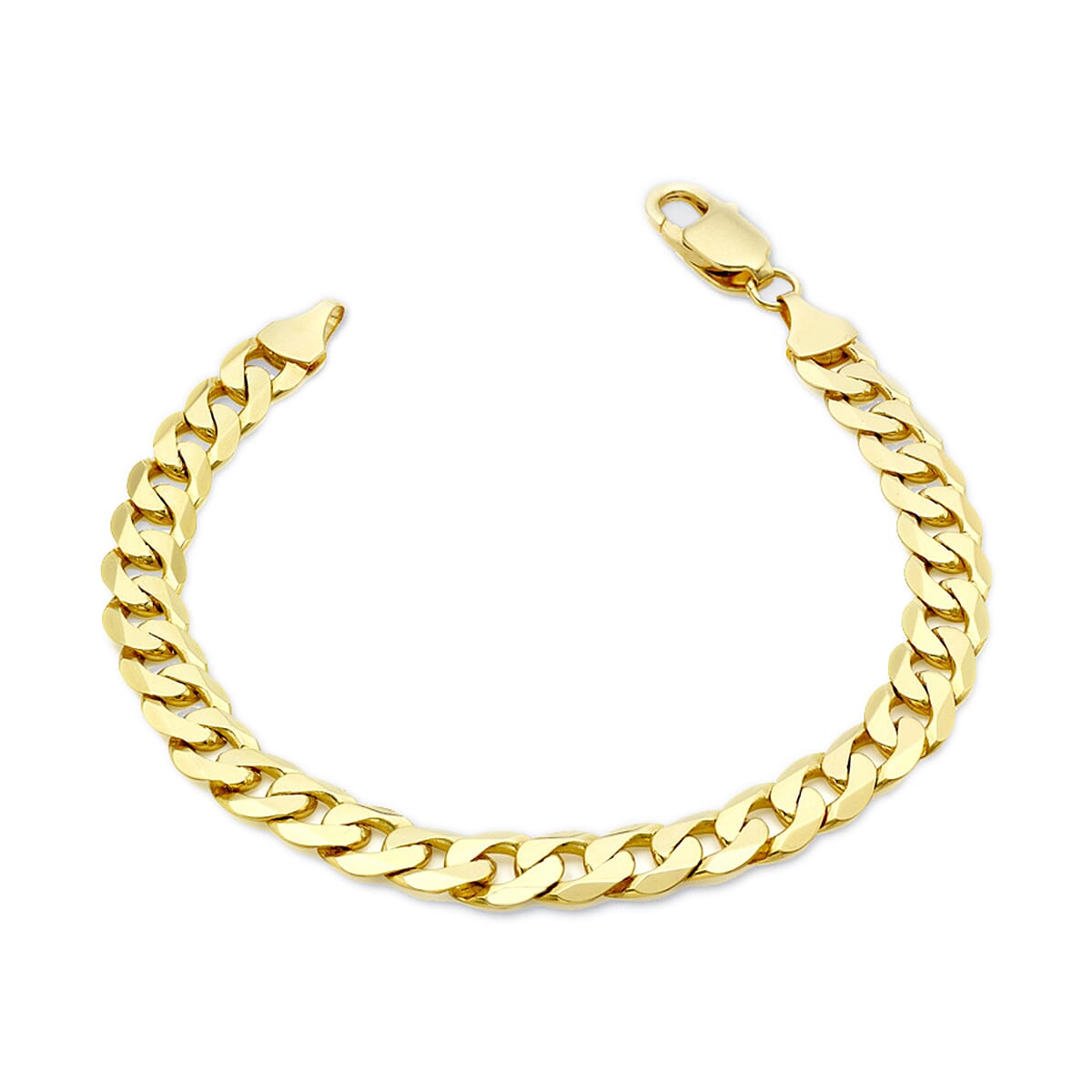 9K Yellow Gold Diamond Cut Curb Bracelet (Size 8) with Lobster Clasp, Gold wt 13 Gms