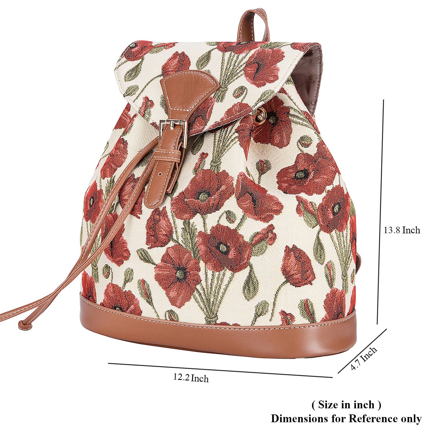 Signare Tapestry - 2 Piece Set -  Floral Design Backpack and FREE Mackintosh Simple Rose Zip Coin Purse - Cream and Multi