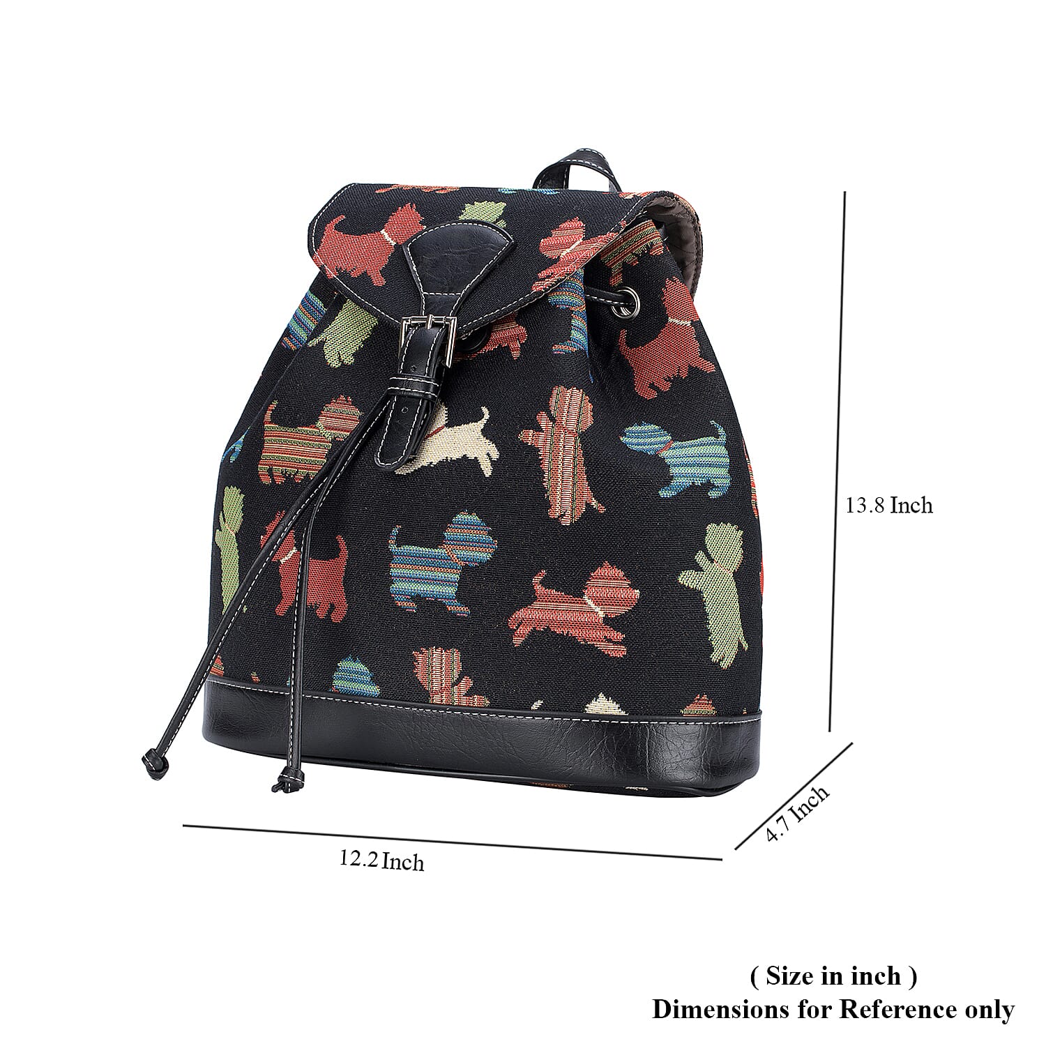 Signare Tapestry - 2 Piece Set - Puppy Design Backpack and FREE Mackintosh Simple Rose Zip Coin Purse - Black and Multi