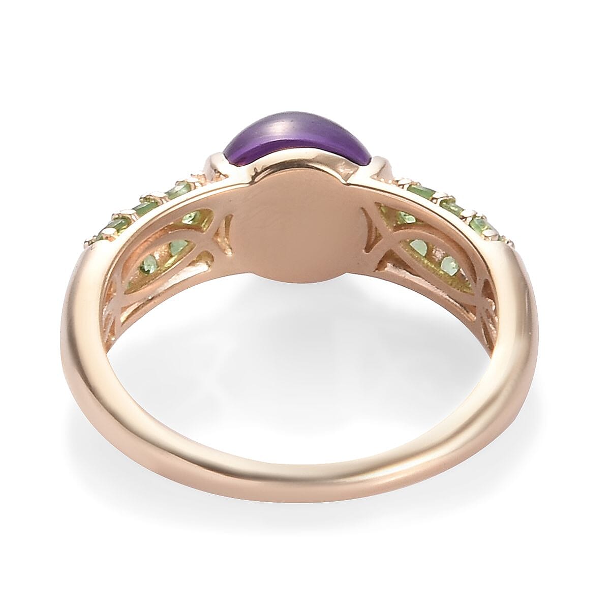 Sundays Child - 9K Y Gold AAAA Zambian Amethyst and Tsavorite Garnet Ring 3.00 Ct.