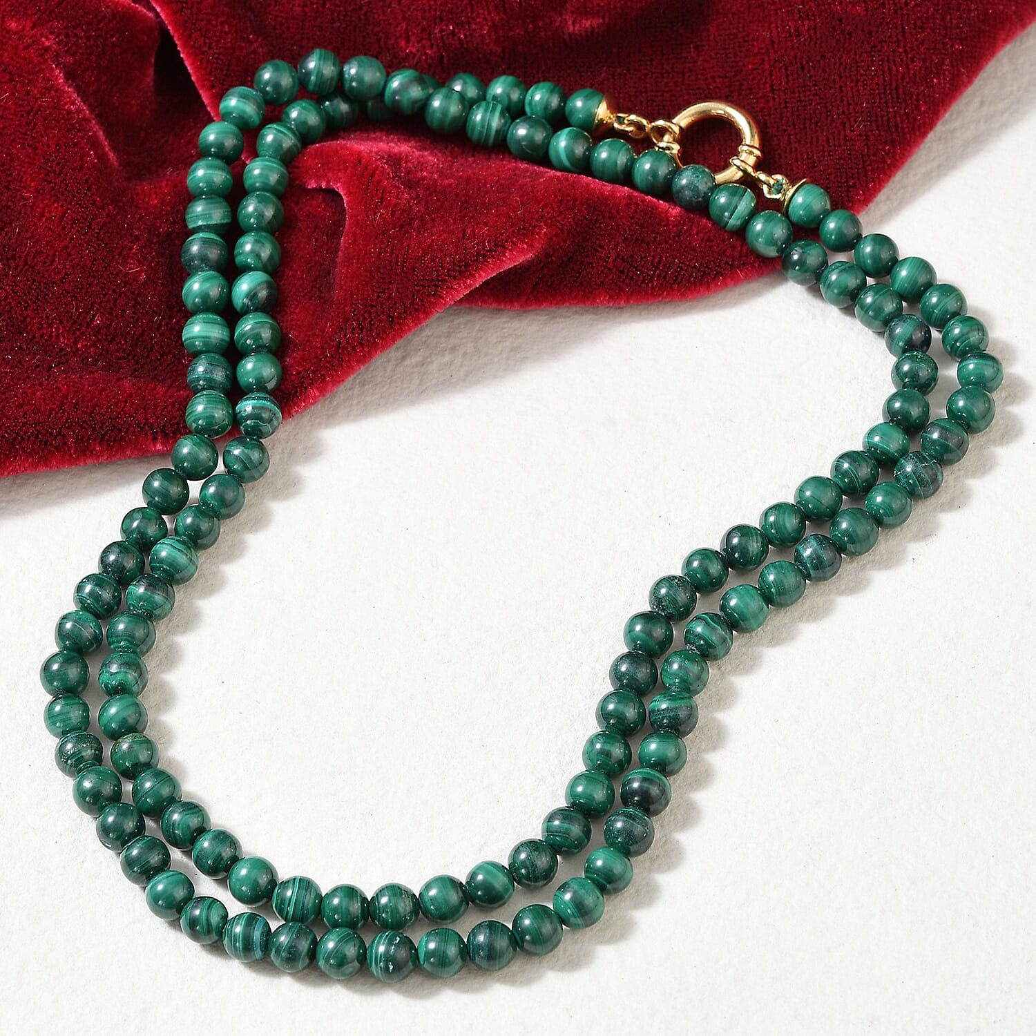 Sundays Child Malachite Beaded Necklace (Size 30) in Yellow Gold Vermeil Sterling Silver 300.00 Ct
