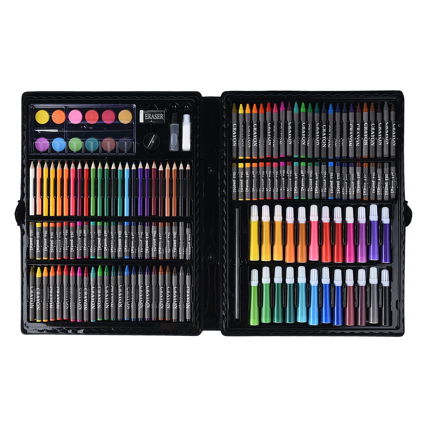 Kids Painting Kit (Including 48 Pcs Crayons, 48 Pcs Oil Pastels, 24Pcs Colour pencils, 12pcs Water colour and 1 Pc Brush Pen, Sharpener, Eraser,Glue, Sketch Pencil) (Box Size 40x30 Cm)