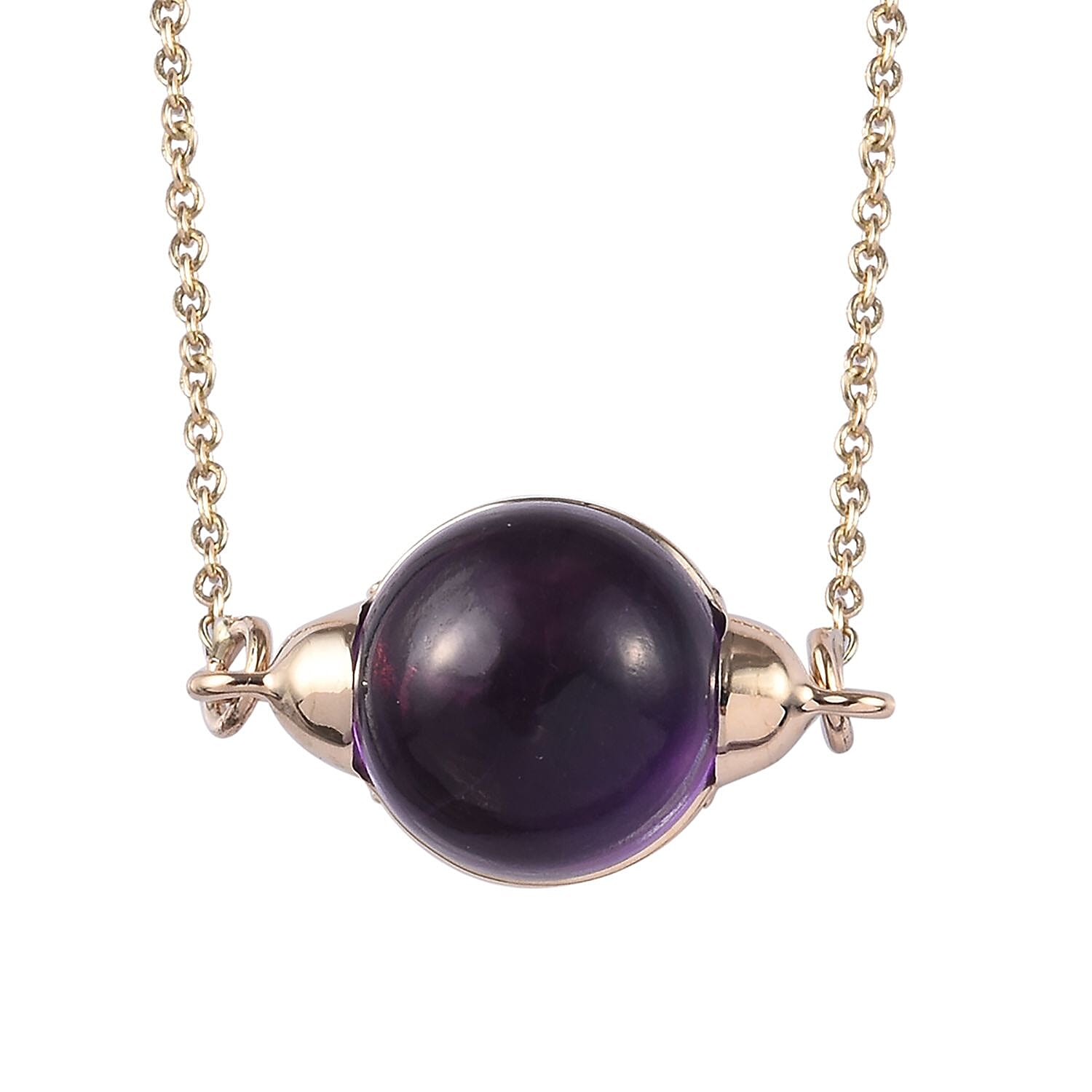 Sundays Child - 9K Yellow Gold Zambian Amethyst and Tsavorite Granet Ball Necklace (Size 20) 5.150 Ct
