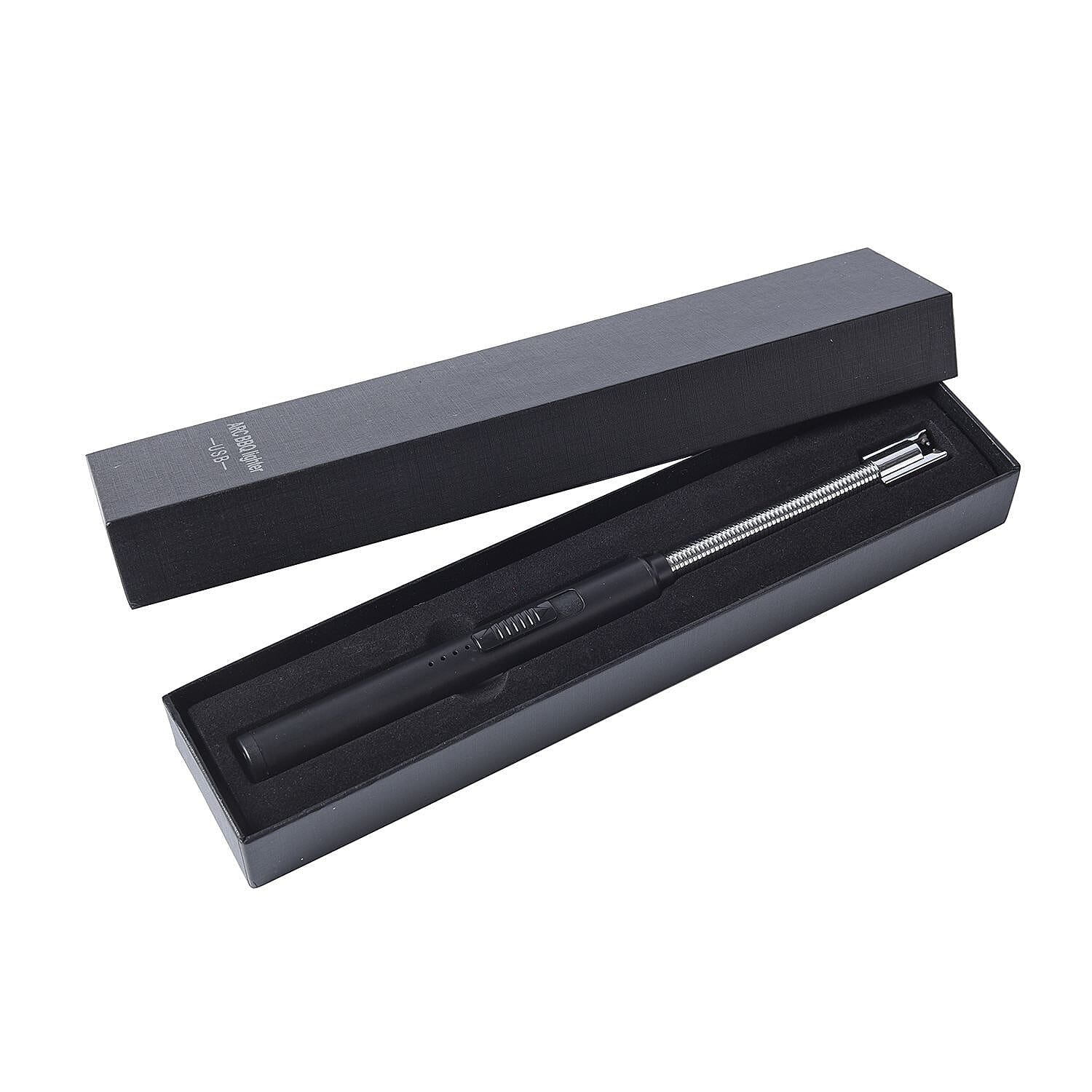 Candle Lighter with Flexible Long Neck & USB Charger (Size 24 Cm) - Black