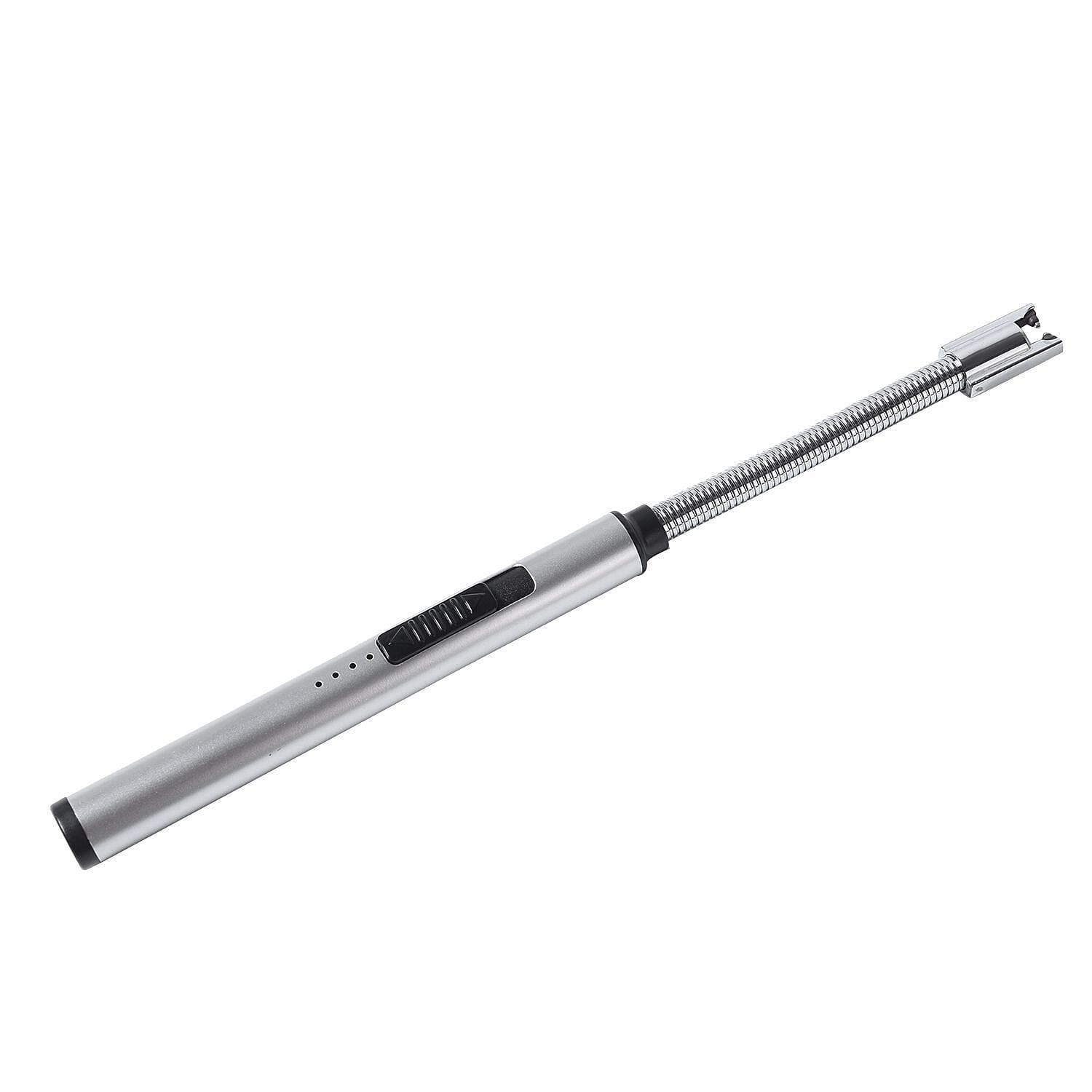 Candle Lighter with Flexible Long Neck & USB Charger (Size 24cm) - Silver