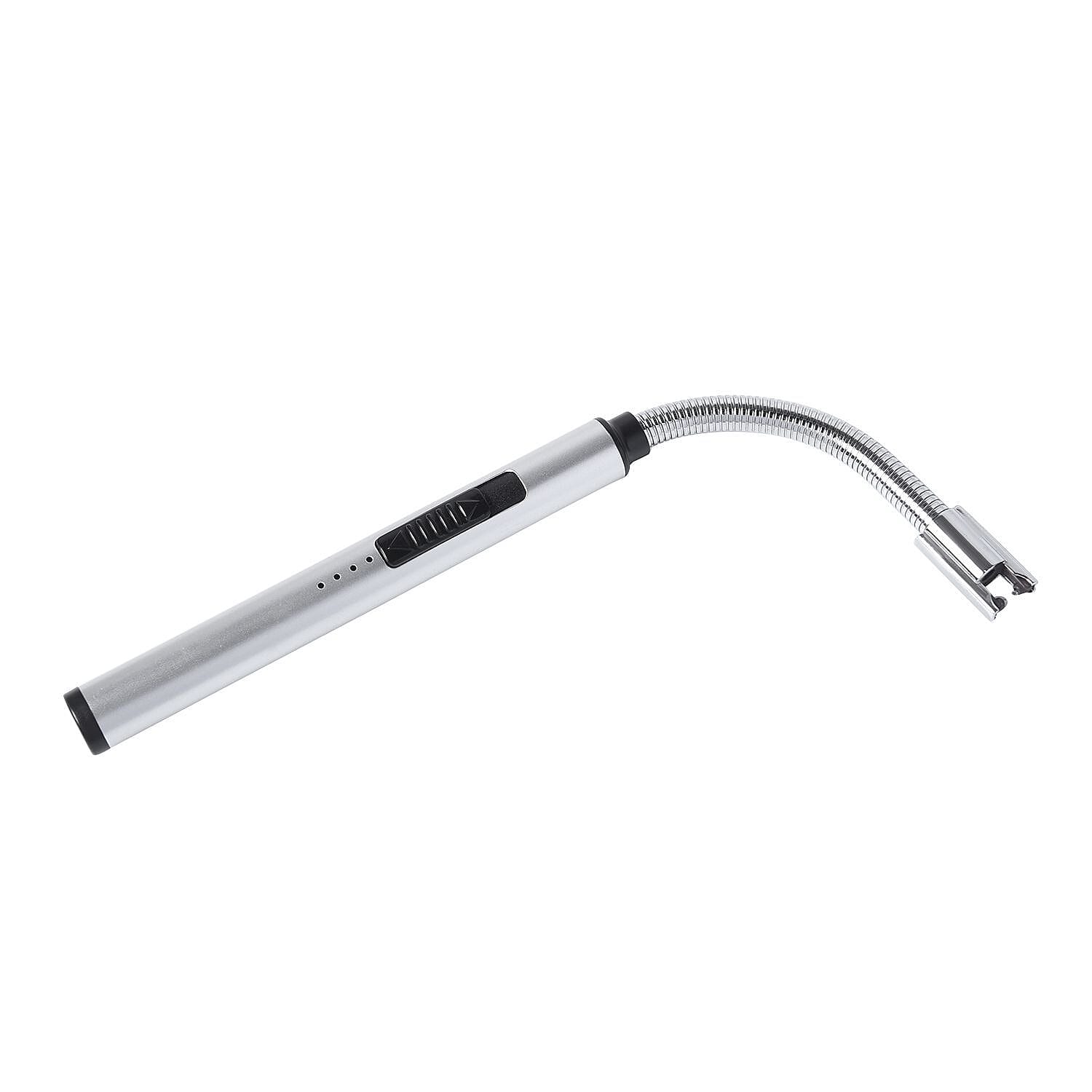 Candle Lighter with Flexible Long Neck & USB Charger (Size 24cm) - Silver
