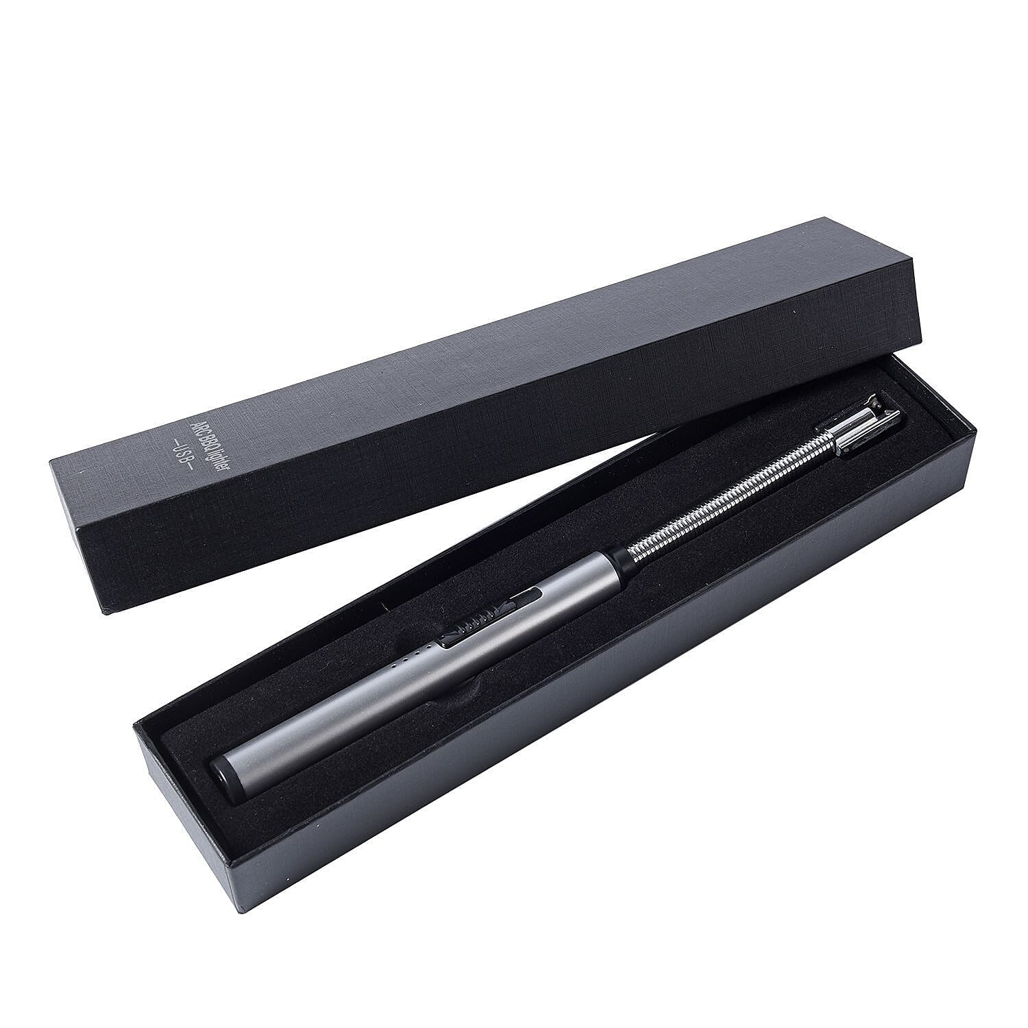 Candle Lighter with Flexible Long Neck & USB Charger (Size 24cm) - Silver