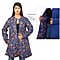 Handmade Printed Reversible Quilted Jacket in Navy Blue & Wine Red - Size S (size 8-10 )