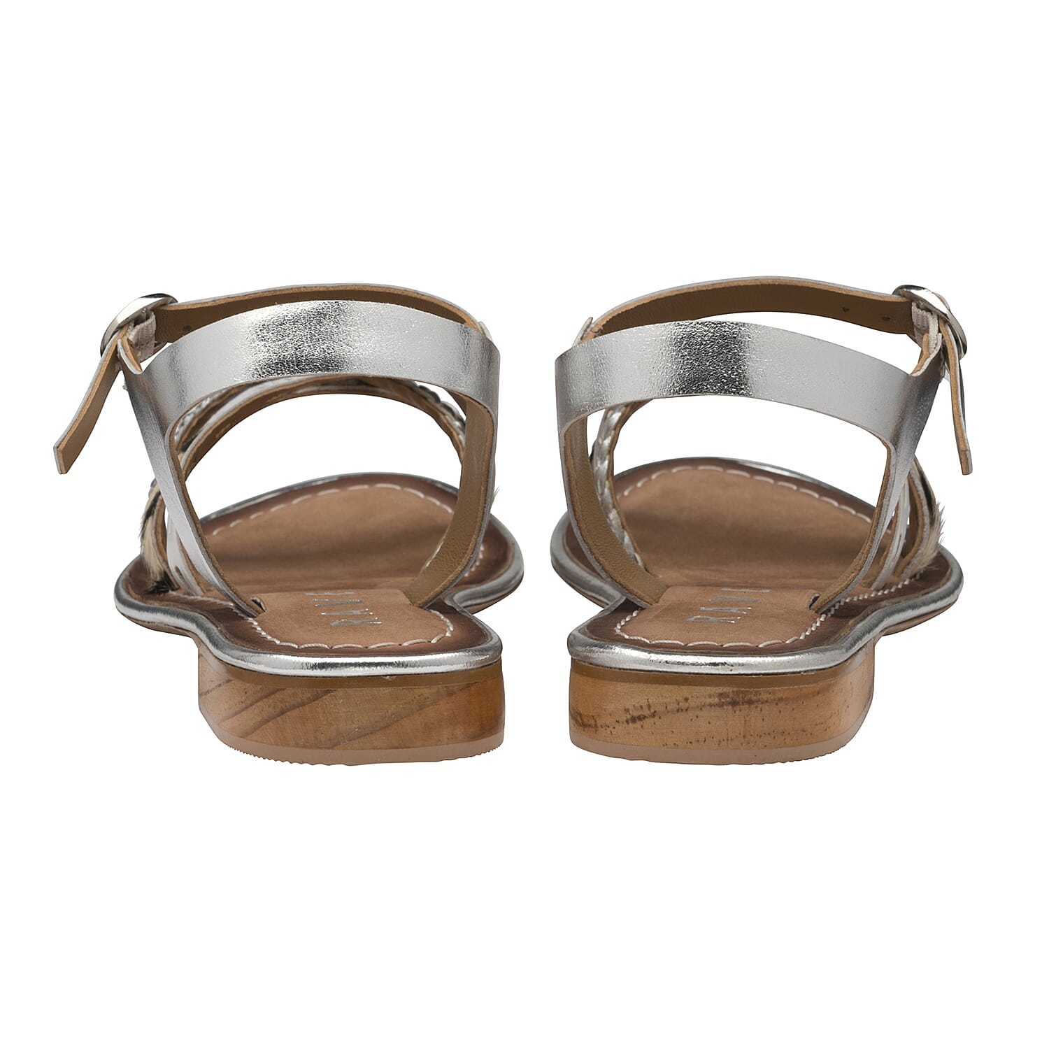 Ravel Cudal Leather Flat Sandals (Size 3) - Silver