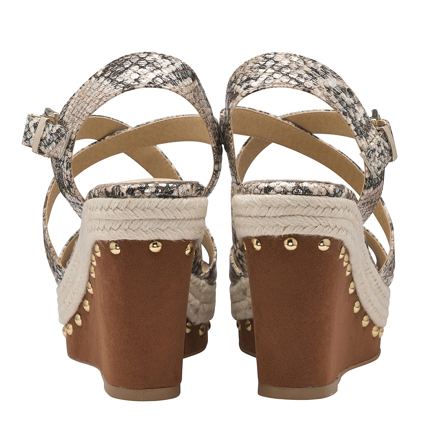 Ravel Yeovil Snake Print Wedge Sandal - Taupe