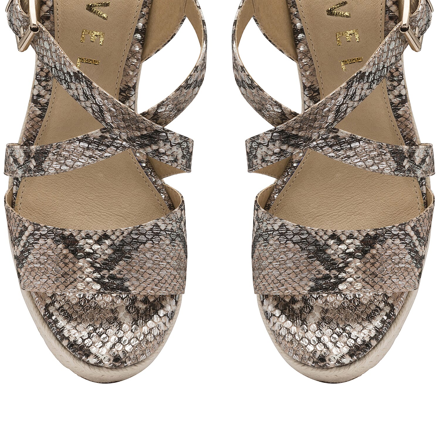 Ravel Yeovil Snake Print Wedge Sandal - Taupe
