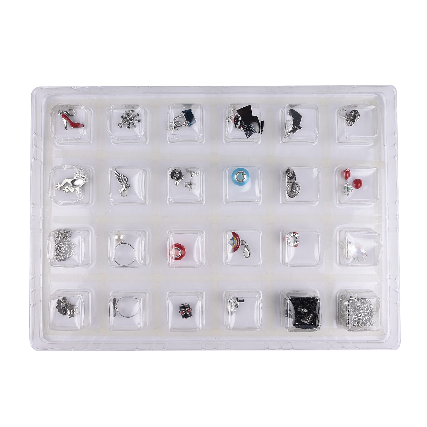 TJC Advent Calendar- 24 Pieces of Jewellery Including Necklace (Size 21.5), Bracelet,  Adjustable Rings, Pendants with Chain (Size 31 with Extender), Earrings and Charms