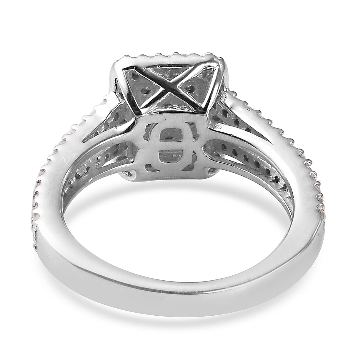 Natural Diamond Ring in Platinum Overlay Sterling Silver 0.50 Ct.