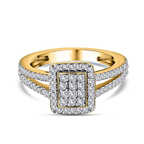 Diamond Cluster Ring in 14K Gold Overlay Sterling Silver 0.53 Ct.