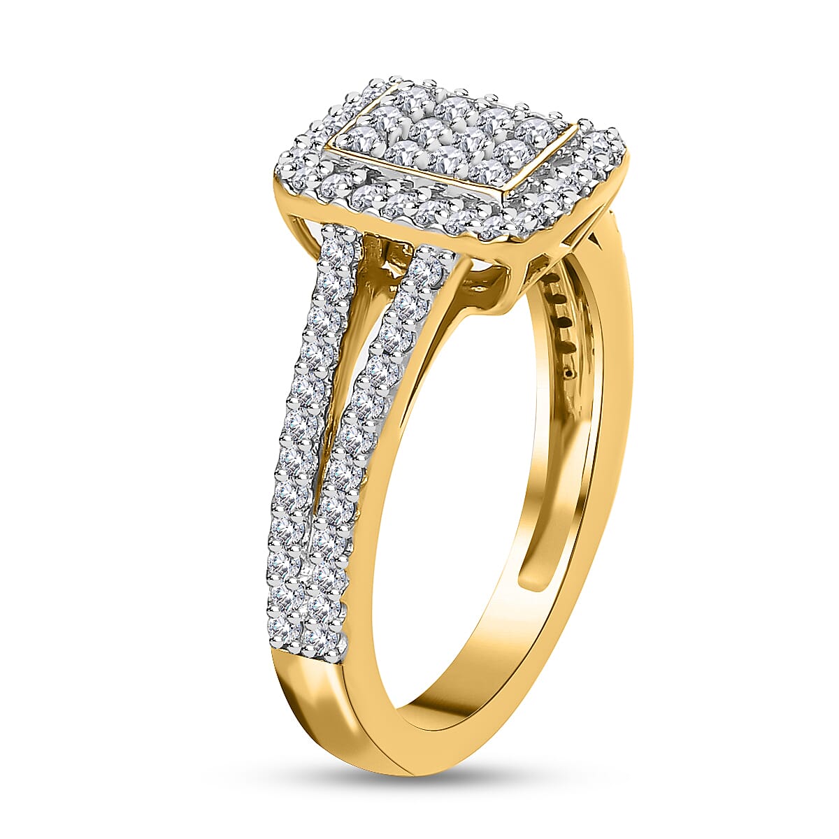 Diamond Cluster Ring in 14K Gold Overlay Sterling Silver 0.53 Ct.