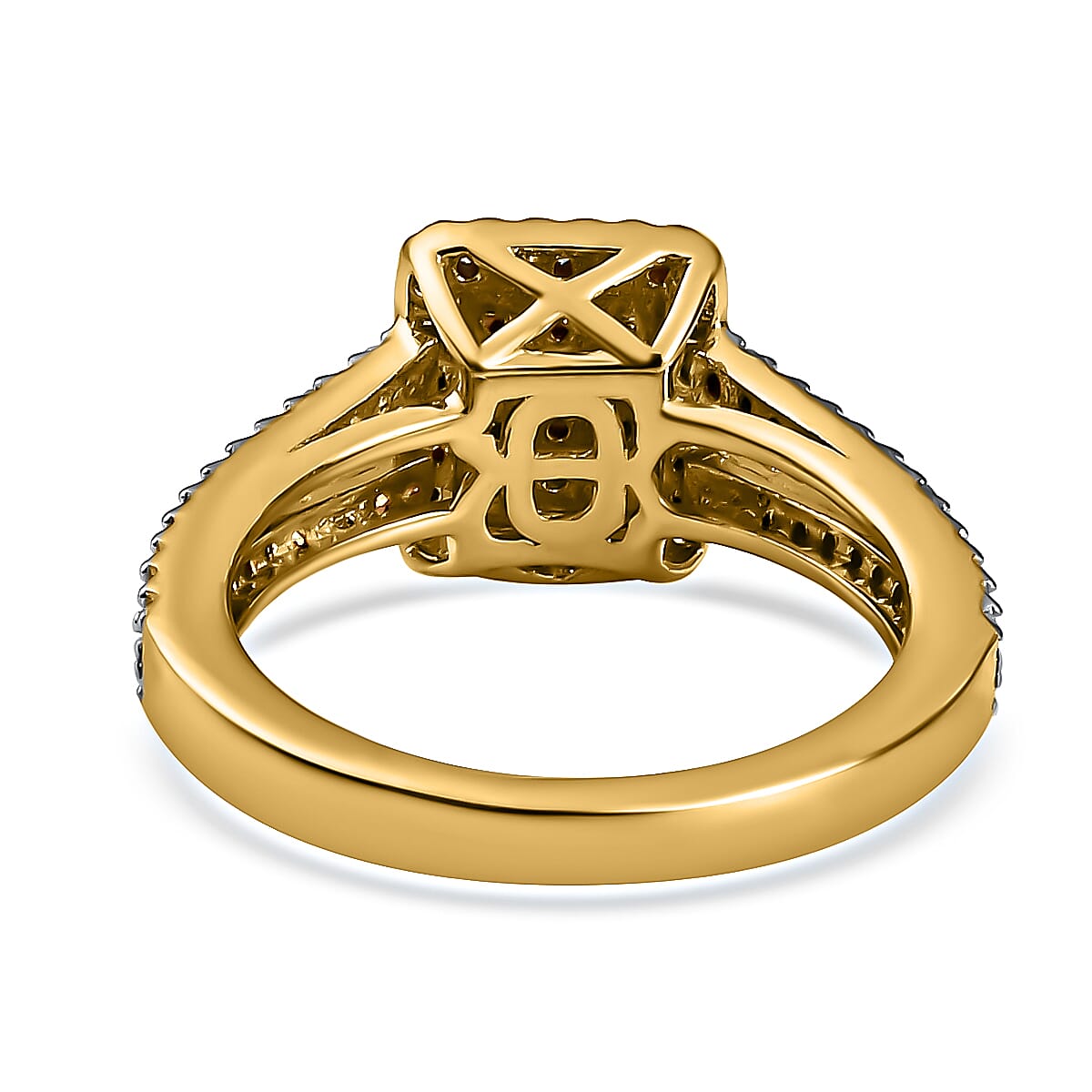 Diamond Cluster Ring in 14K Gold Overlay Sterling Silver 0.53 Ct.