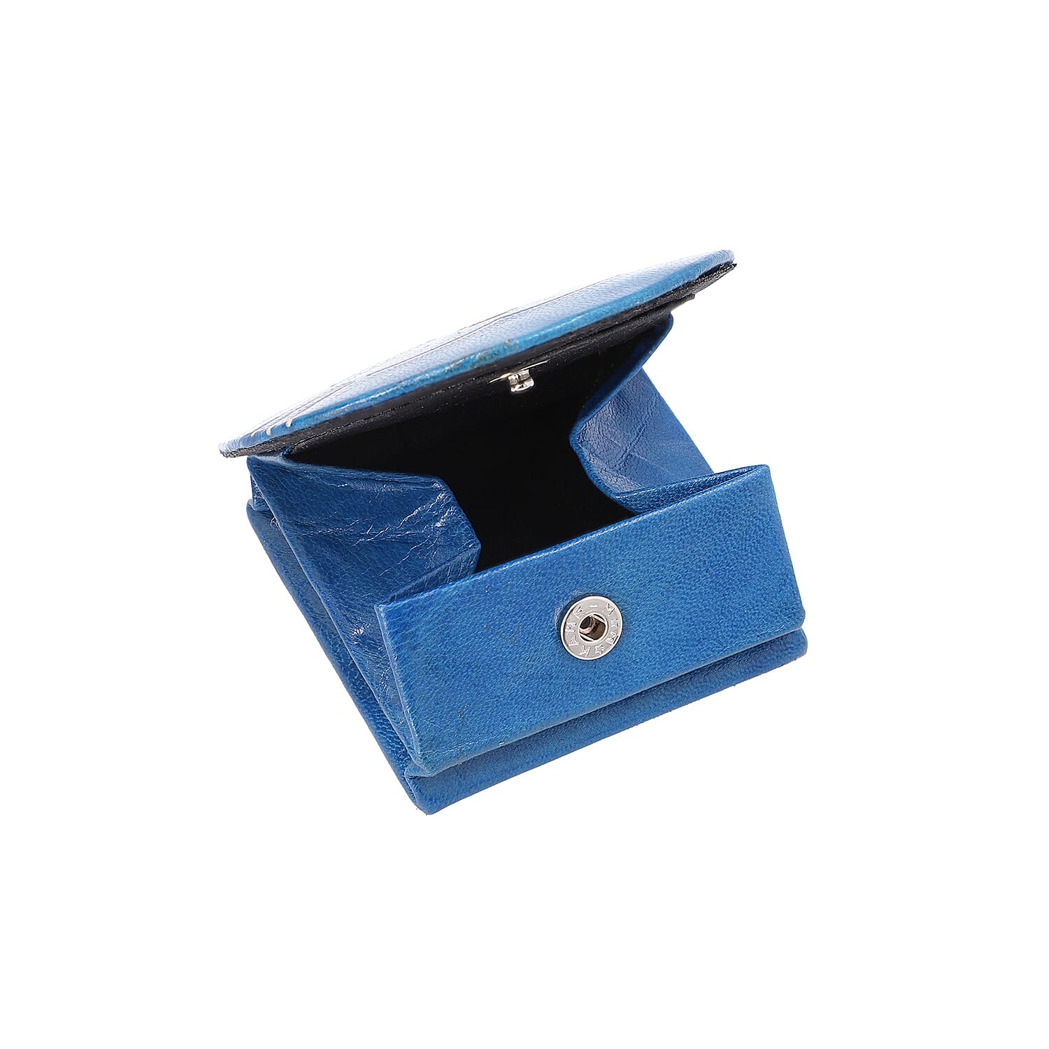 SUKRITI 100% Genuine Leather Closed Eye Smiling Cat Coin Pouch (8.5x8cm) - Yellow, Black and Blue