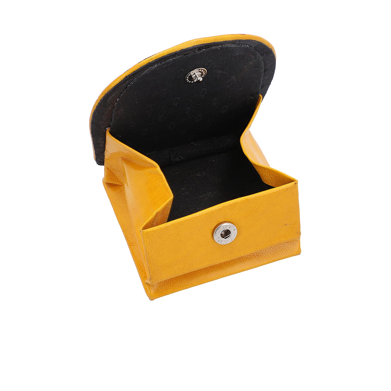 SUKRITI 100% Genuine Leather Closed Eye Smiling Cat Coin Pouch (8.5x8cm) - Yellow, Black and Blue