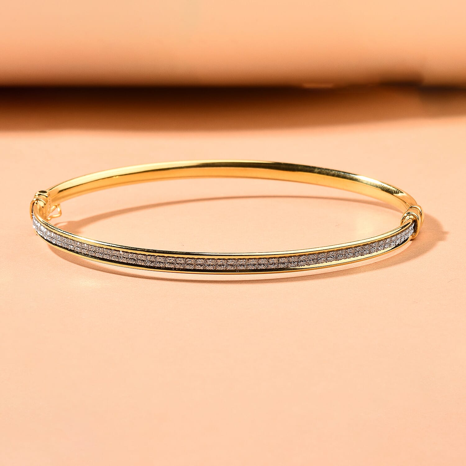 New York Close Out Deal - Diamond Cut Bangle (Size 7.5) in Yellow Gold Plated Sterling Silver