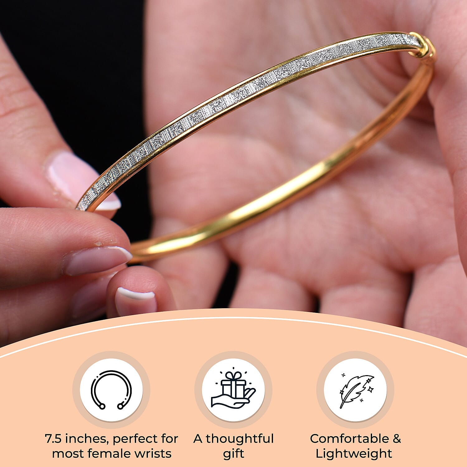 New York Close Out Deal - Diamond Cut Bangle (Size 7.5) in Yellow Gold Plated Sterling Silver