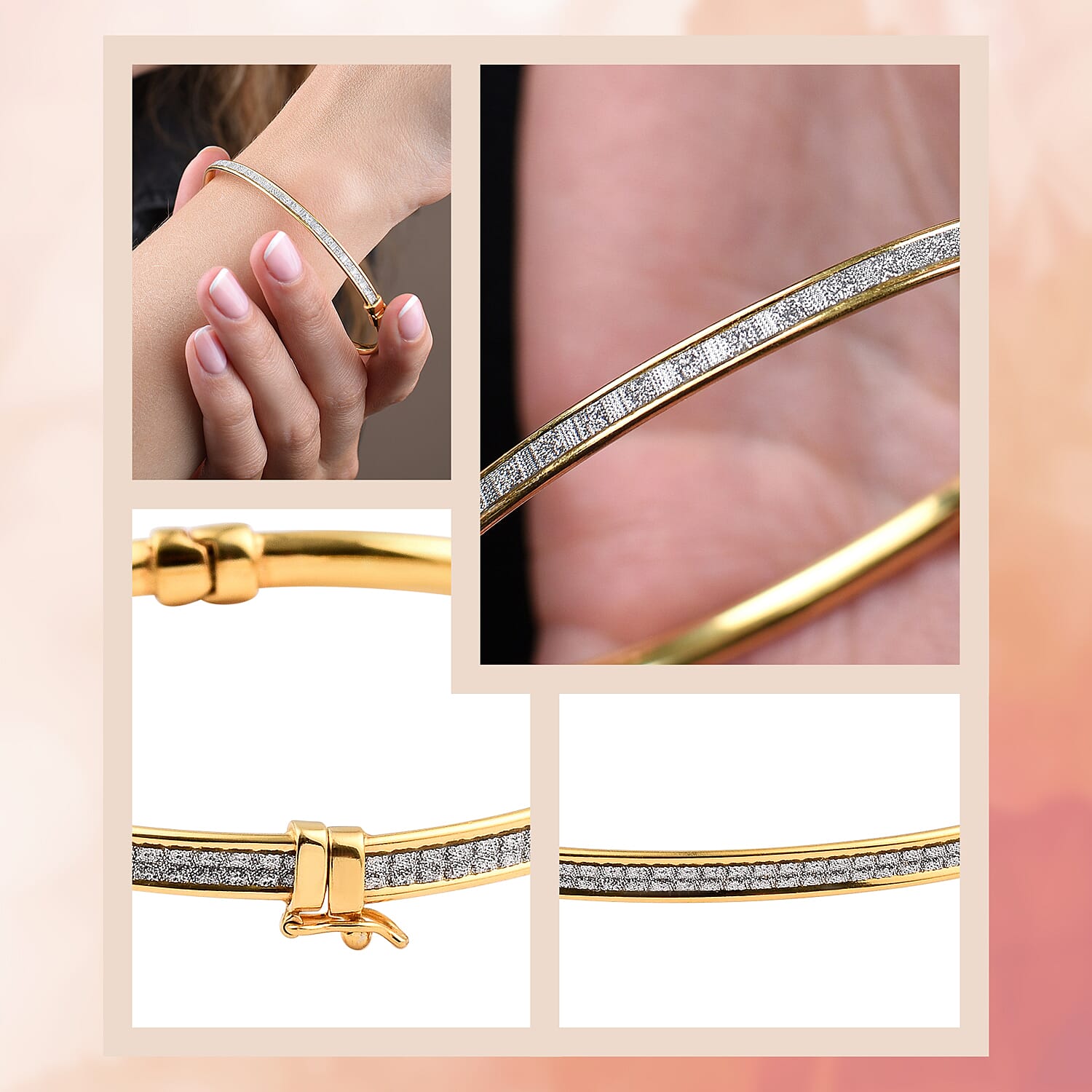 New York Close Out Deal - Diamond Cut Bangle (Size 7.5) in Yellow Gold Plated Sterling Silver
