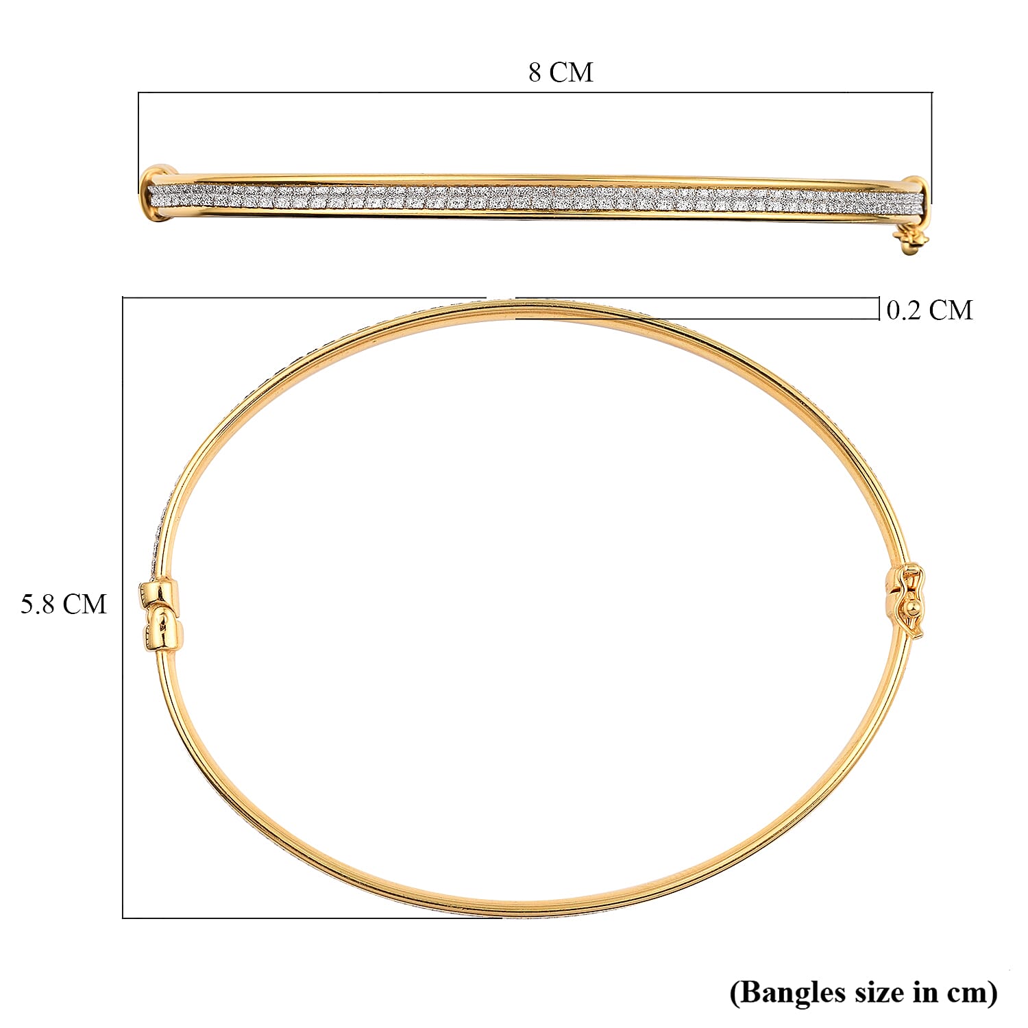 New York Close Out Deal - Diamond Cut Bangle (Size 7.5) in Yellow Gold Plated Sterling Silver