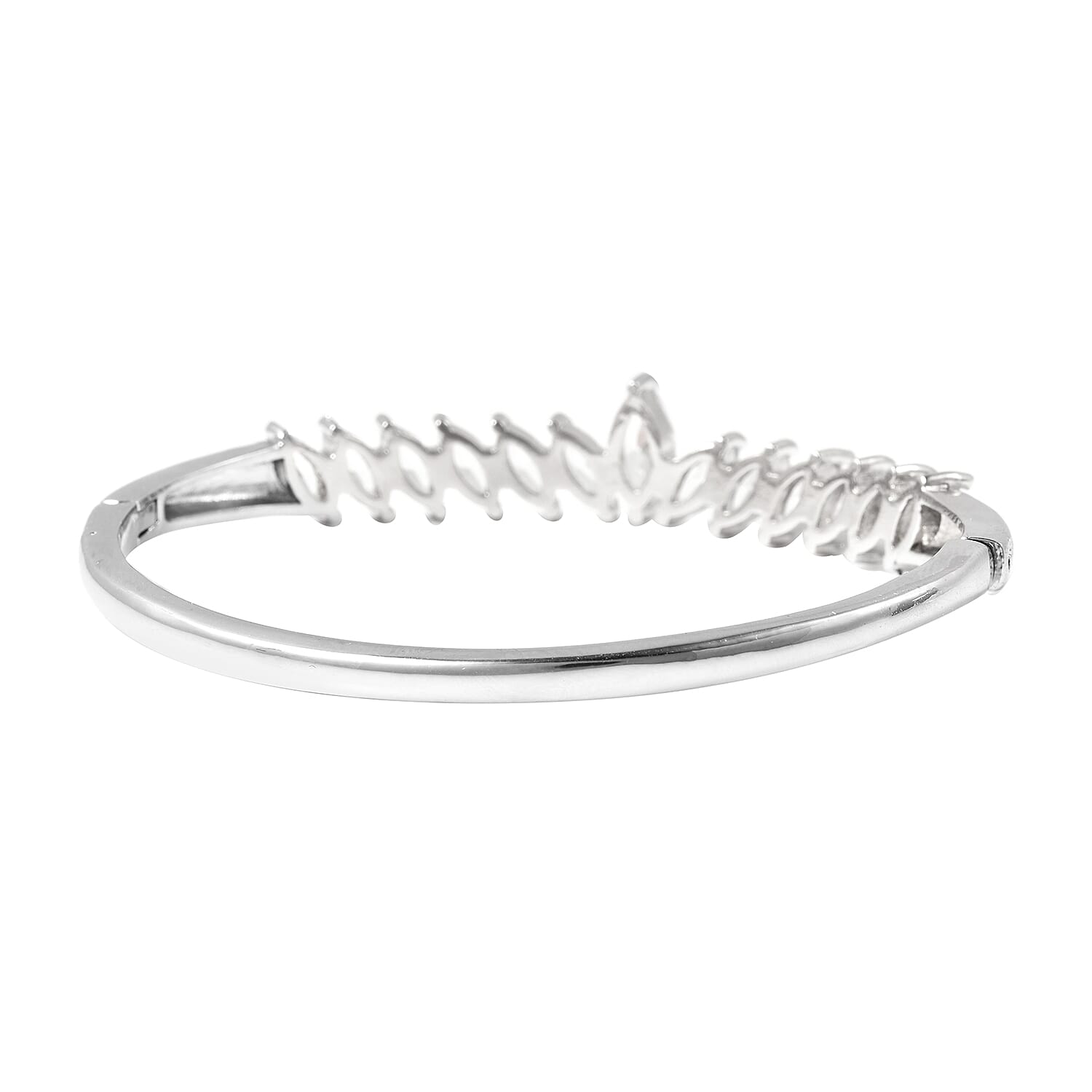 Simulated Diamond Bangle (Size 6.75) in Silver Tone