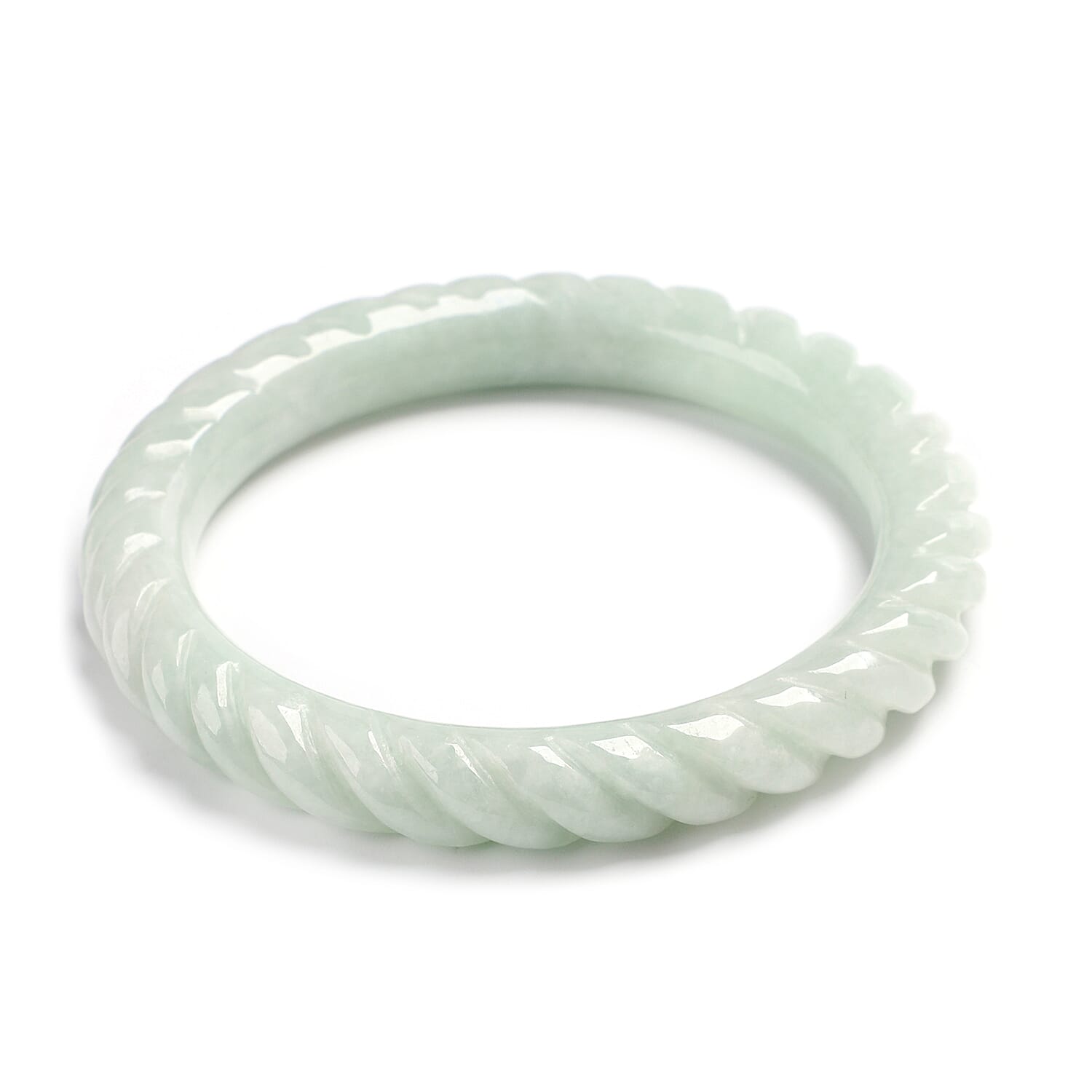 Extremely Rare Organic Natural Jade Swirl Bangle (Size 7.25) 255.50 Ct.