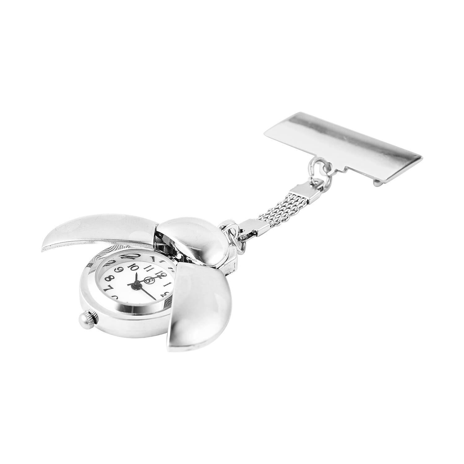 STRADA Japanese Movement Water Resistant Beetle Shaped Pocket Watch in Silver Tone