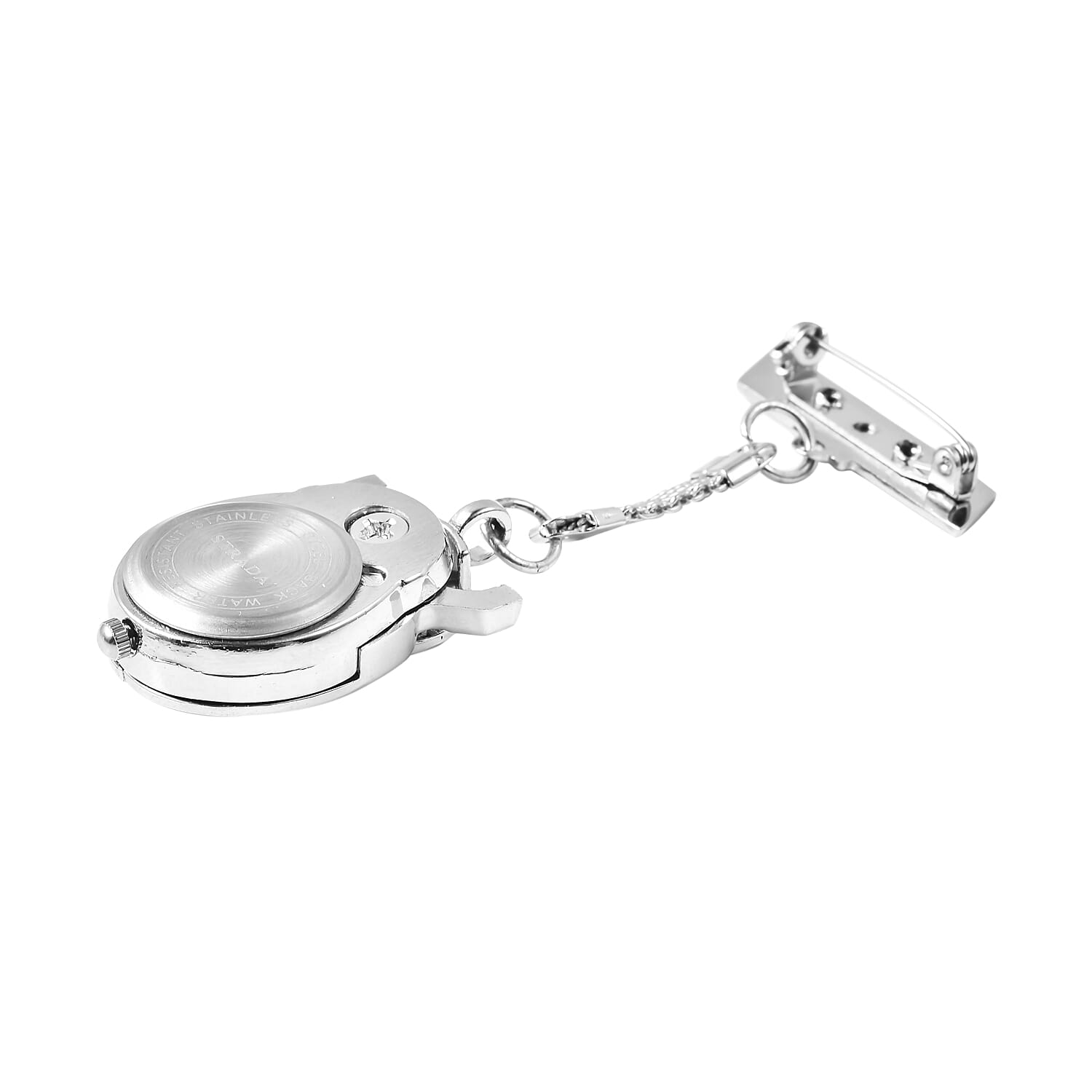 STRADA Japanese Movement Water Resistant Beetle Shaped Pocket Watch in Silver Tone