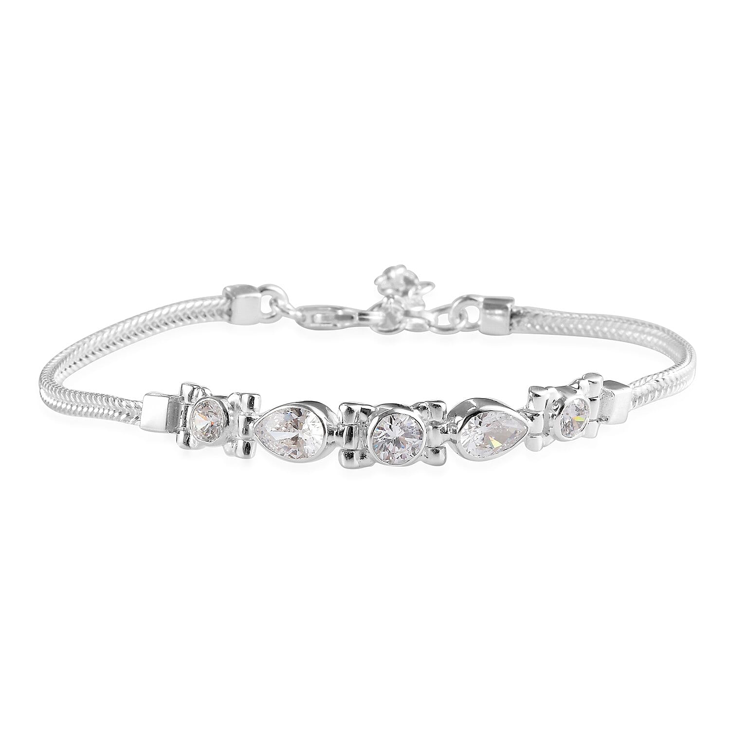 J Francis - Sterling Silver Bracelet (Size 7 with 1.5 Extender) Made with Finest CZ 4.00 Ct