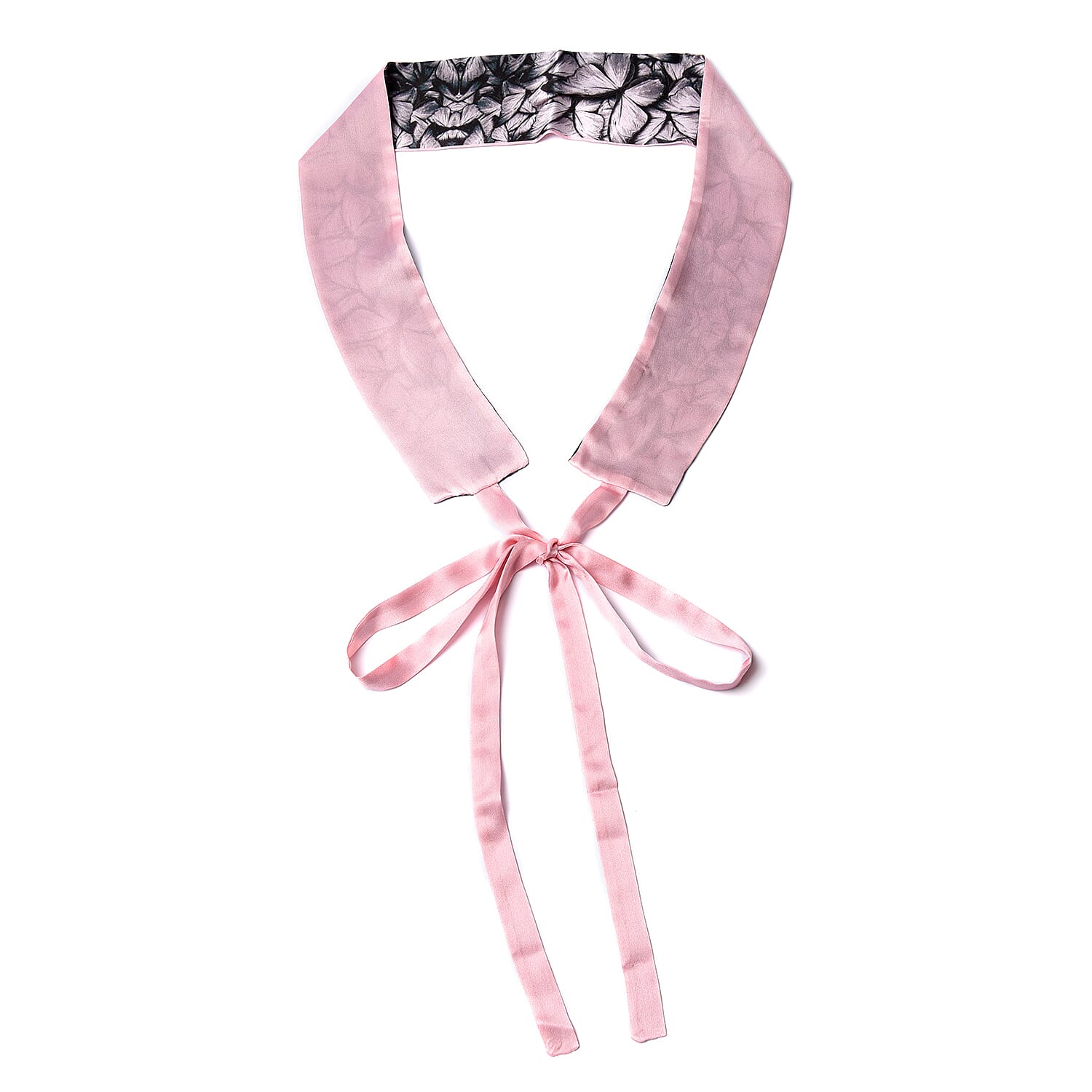Butterfly Pattern 100% Mulberry Silk Satin Belt (Size 260 Cm) - Pink and Black