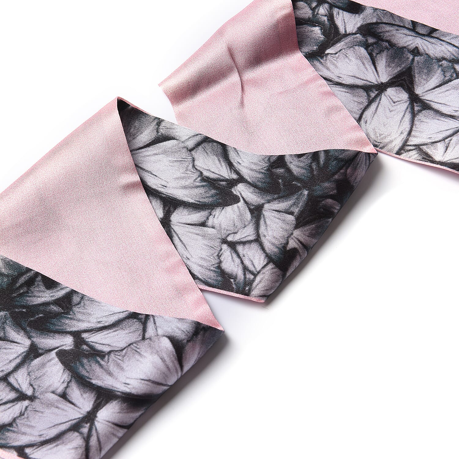 Butterfly Pattern 100% Mulberry Silk Satin Belt (Size 260 Cm) - Pink and Black