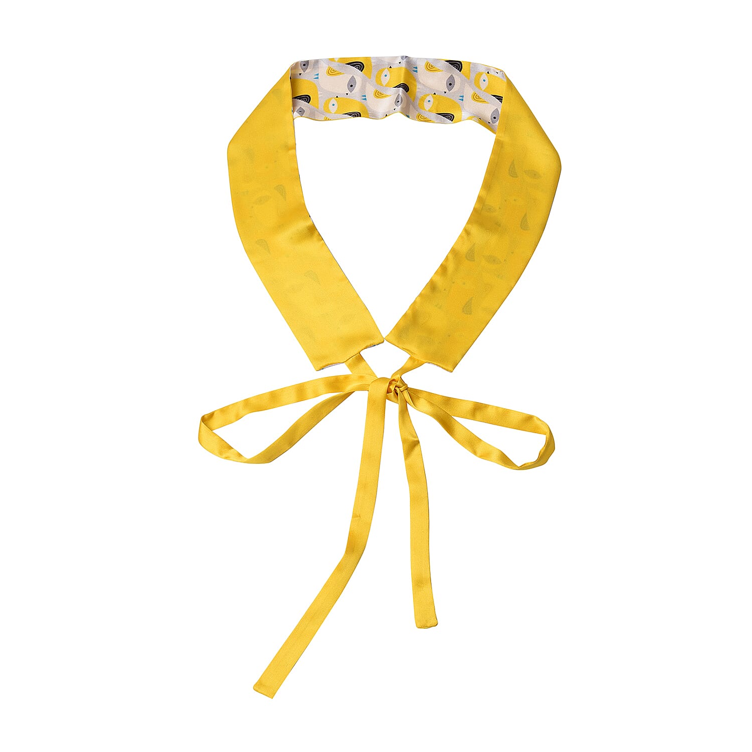 Bird Pattern 100% Mulberry Silk Satin Belt (Size 260 Cm) - Yellow