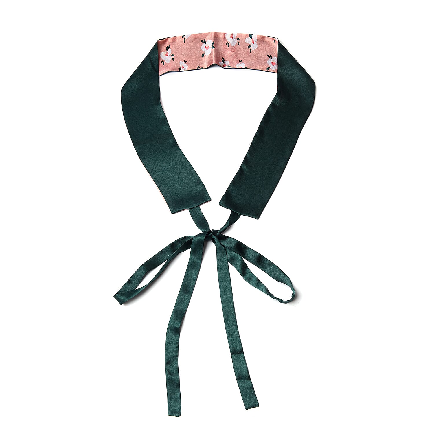 Flower Pattern 100% Mulberry Silk Satin Belt (Size 260 Cm) - Green, Pink and White