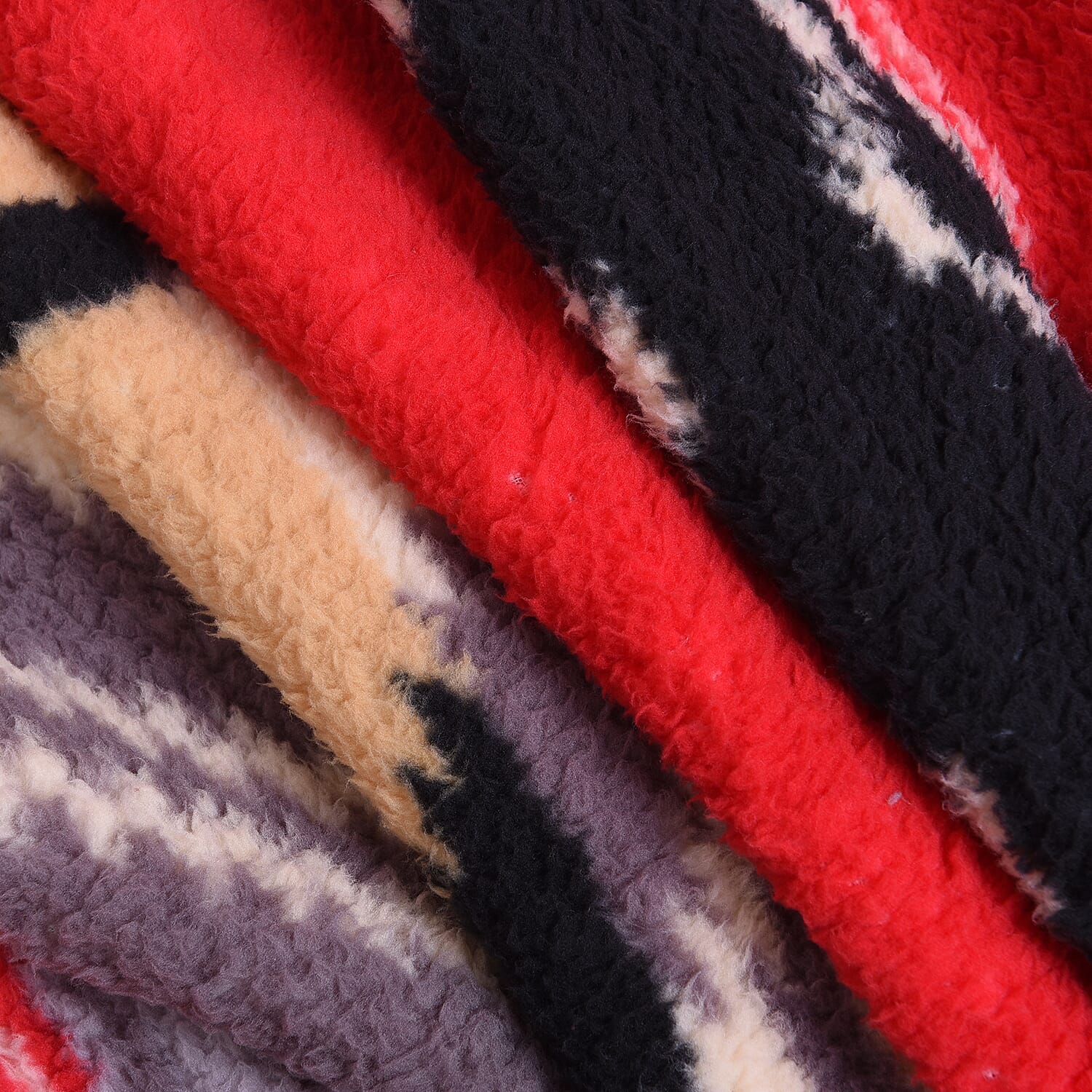 Tribal Pattern Sherpa Blanket (150x200cm)- Red Stripe
