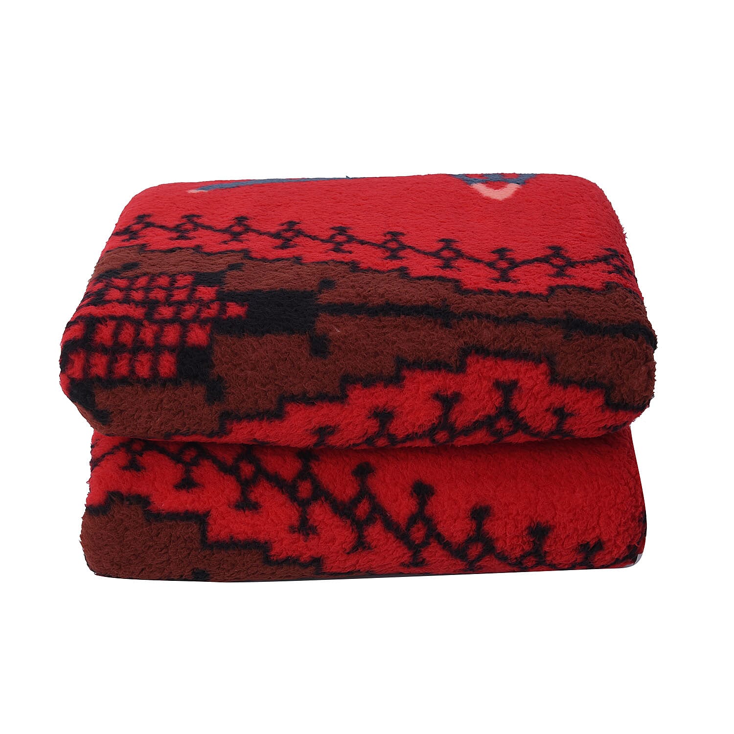 Tribal Pattern Sherpa Blanket (150x200cm) - Red Aztec
